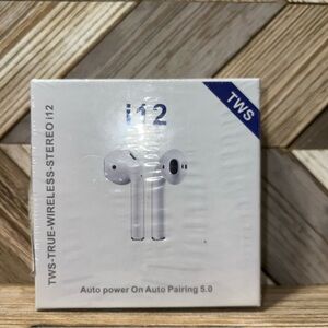 White Wireless Earbuds TWS i12